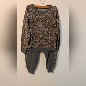 Splendid Leopard Print Pajama Set - Gray and Brown